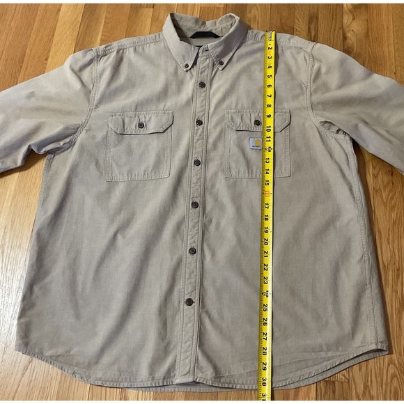 Carhartt Men's XL Loose Fit Brown Long Sleeve Button Up Work Shirt 104368 EUC - Picture 10 of 15